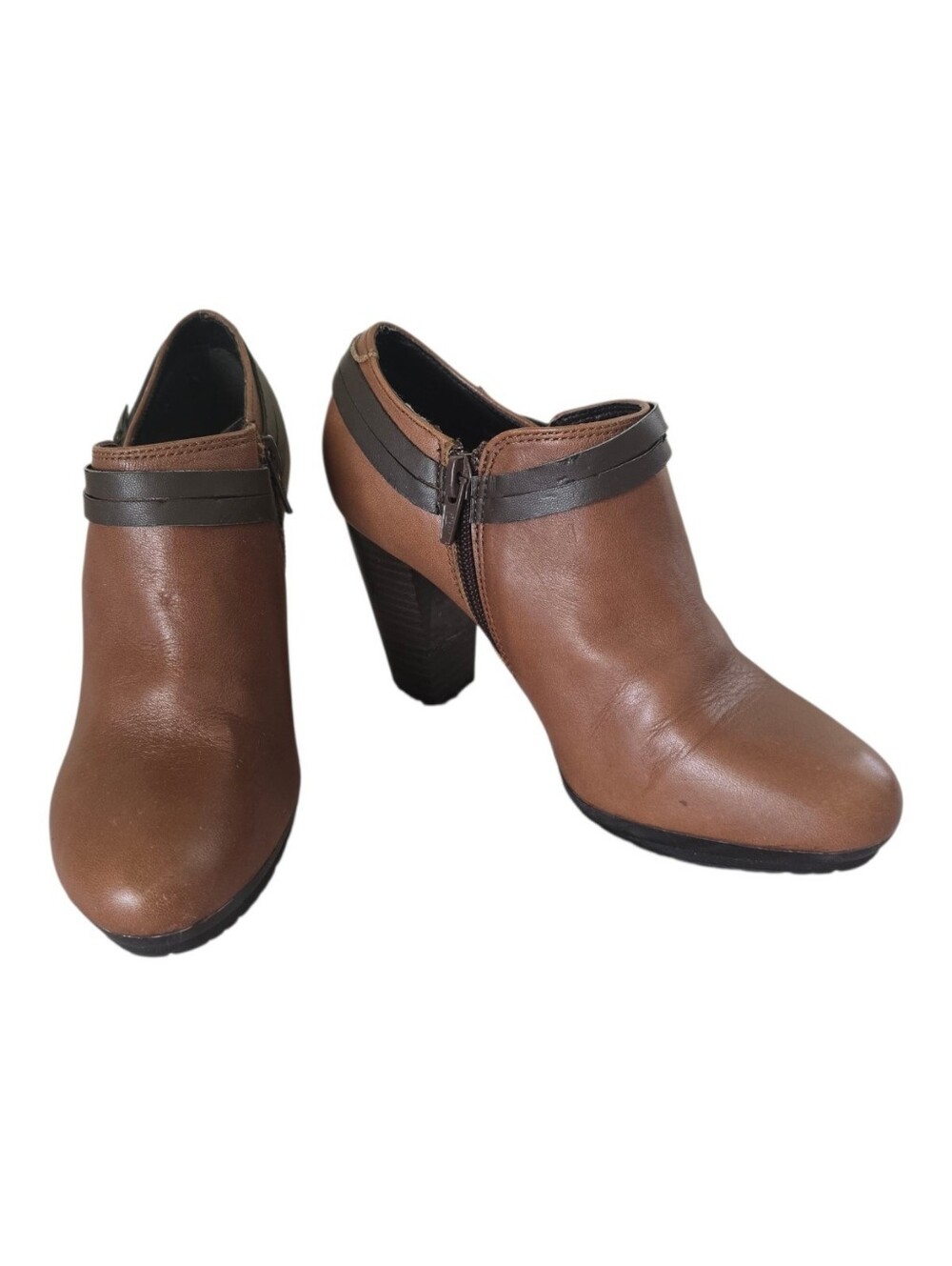 Flexi Two-Tone Brown Leatherette Ankle Booties comfort